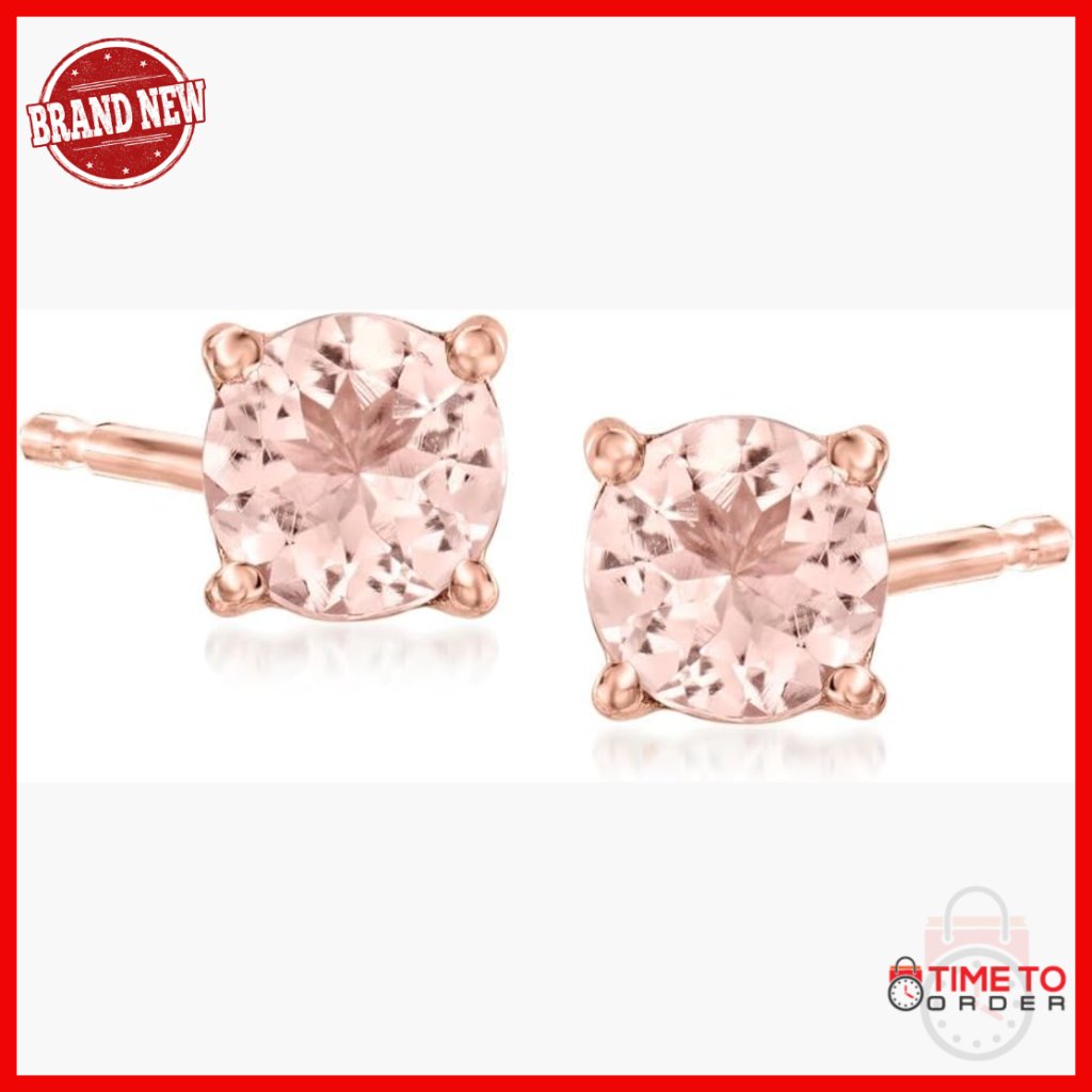 Morganite Stud Earrings 0.70ct Rose Gold Over Sterling Silver